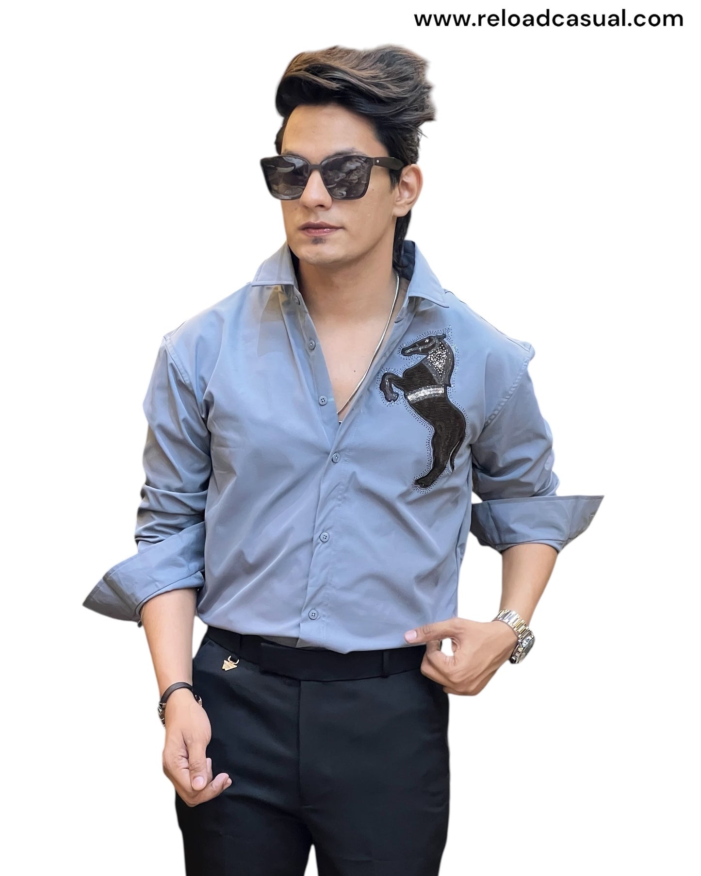 Power Stallion Slim Fit Party Shirt