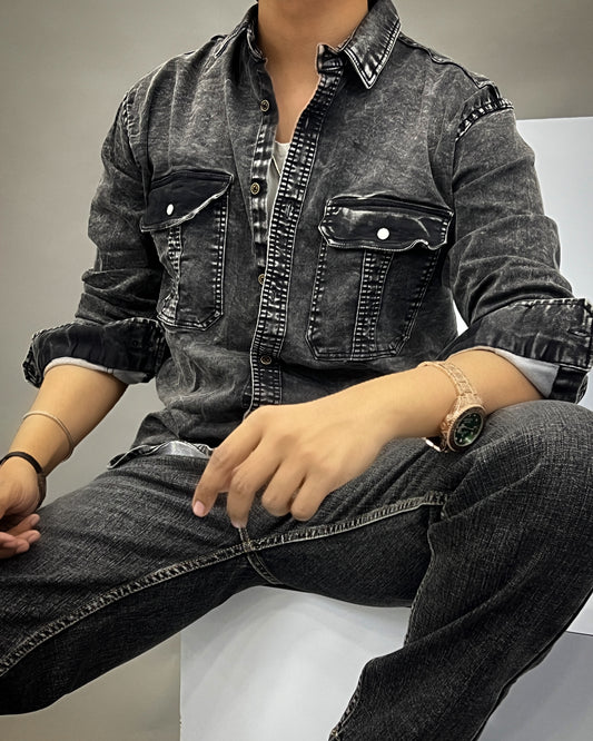 Broadies Black Denim Shirt