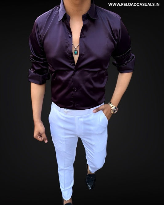 Satin Shirt & Adj Lycra Pant - Combo