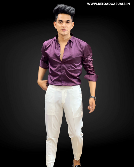 Satin Shirt & Adj Lycra Pant - Combo