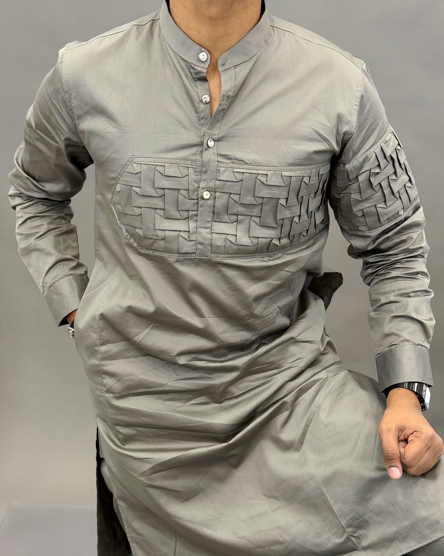 Textured panel kurta combo