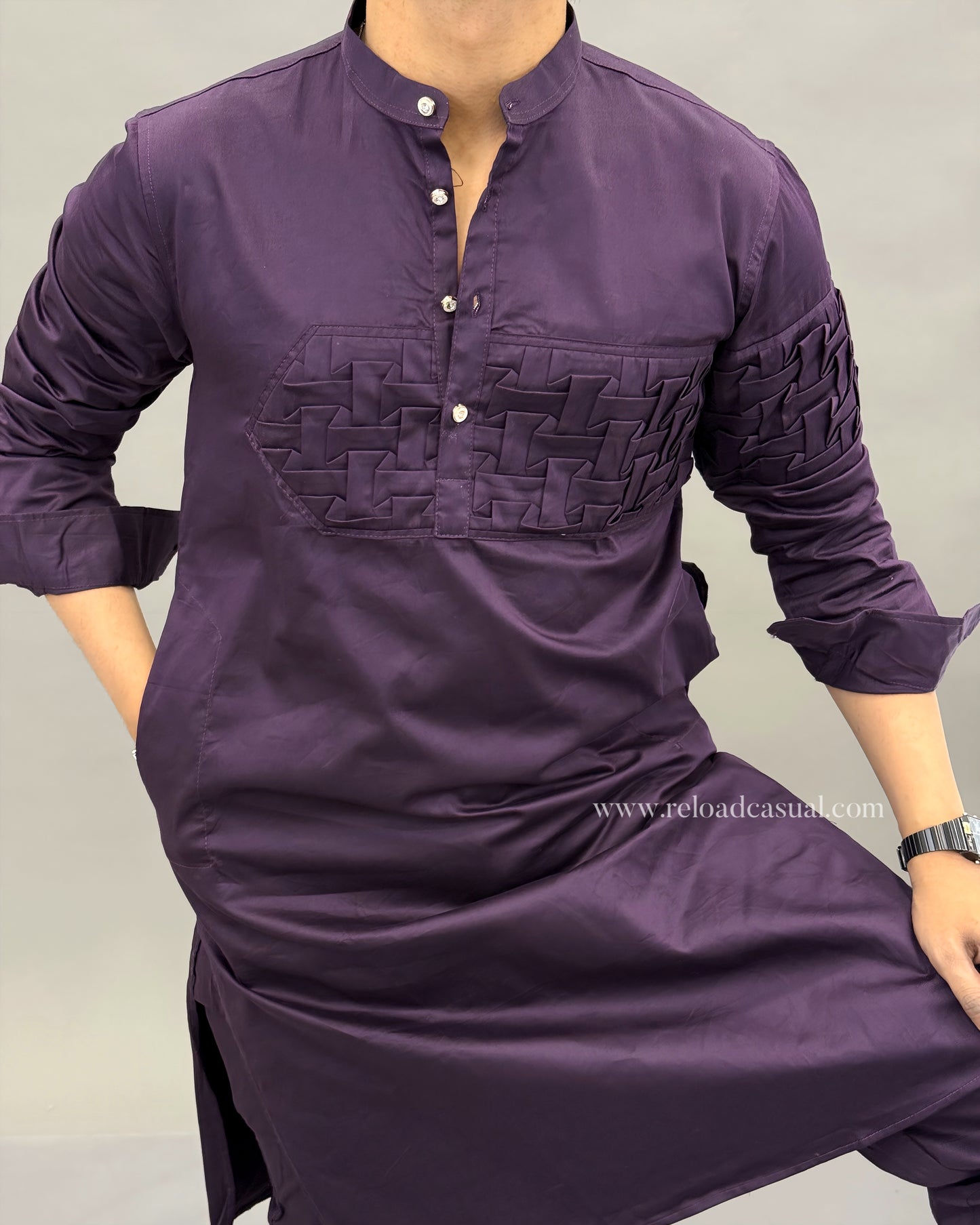 Textured panel kurta combo