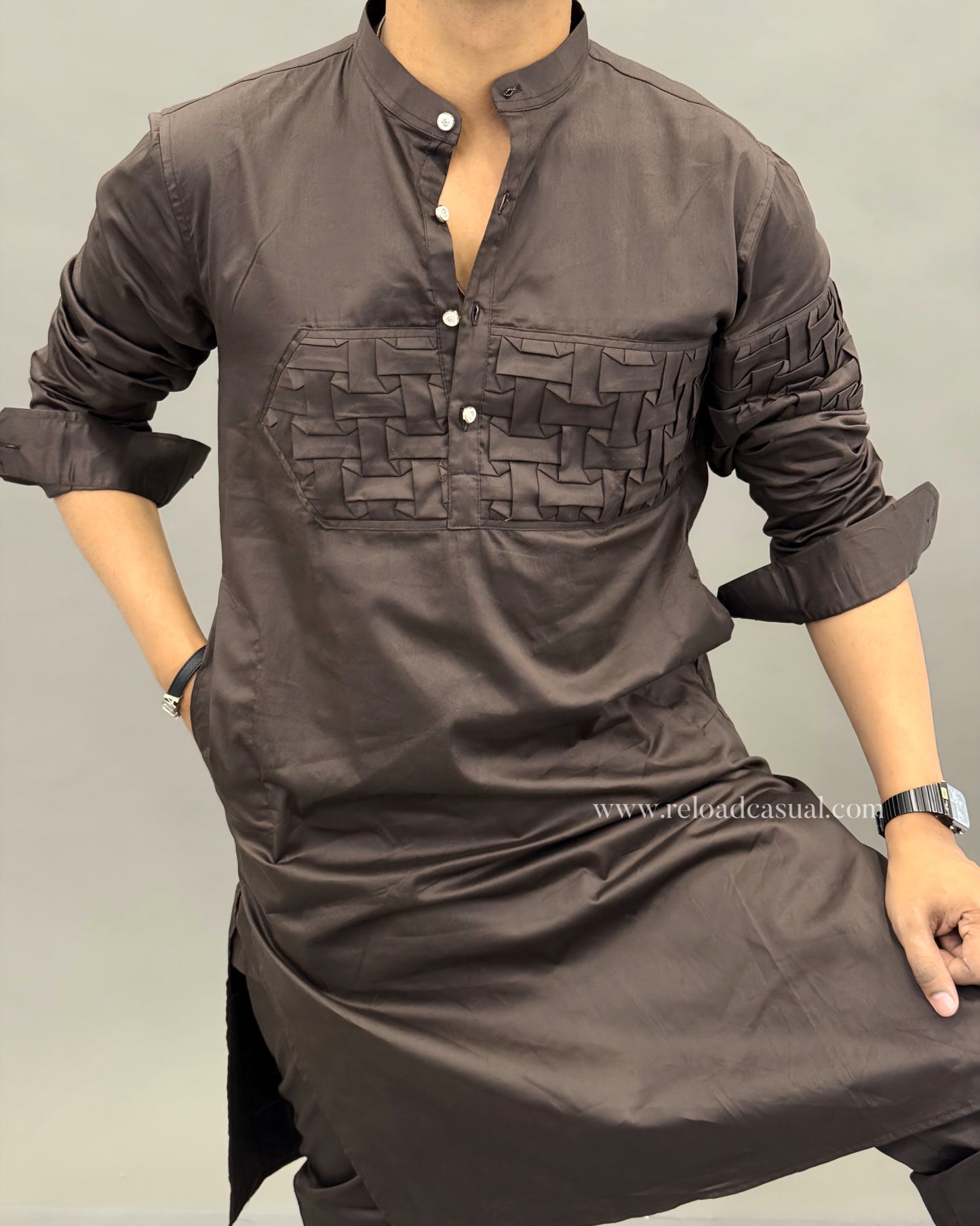 Textured panel kurta combo