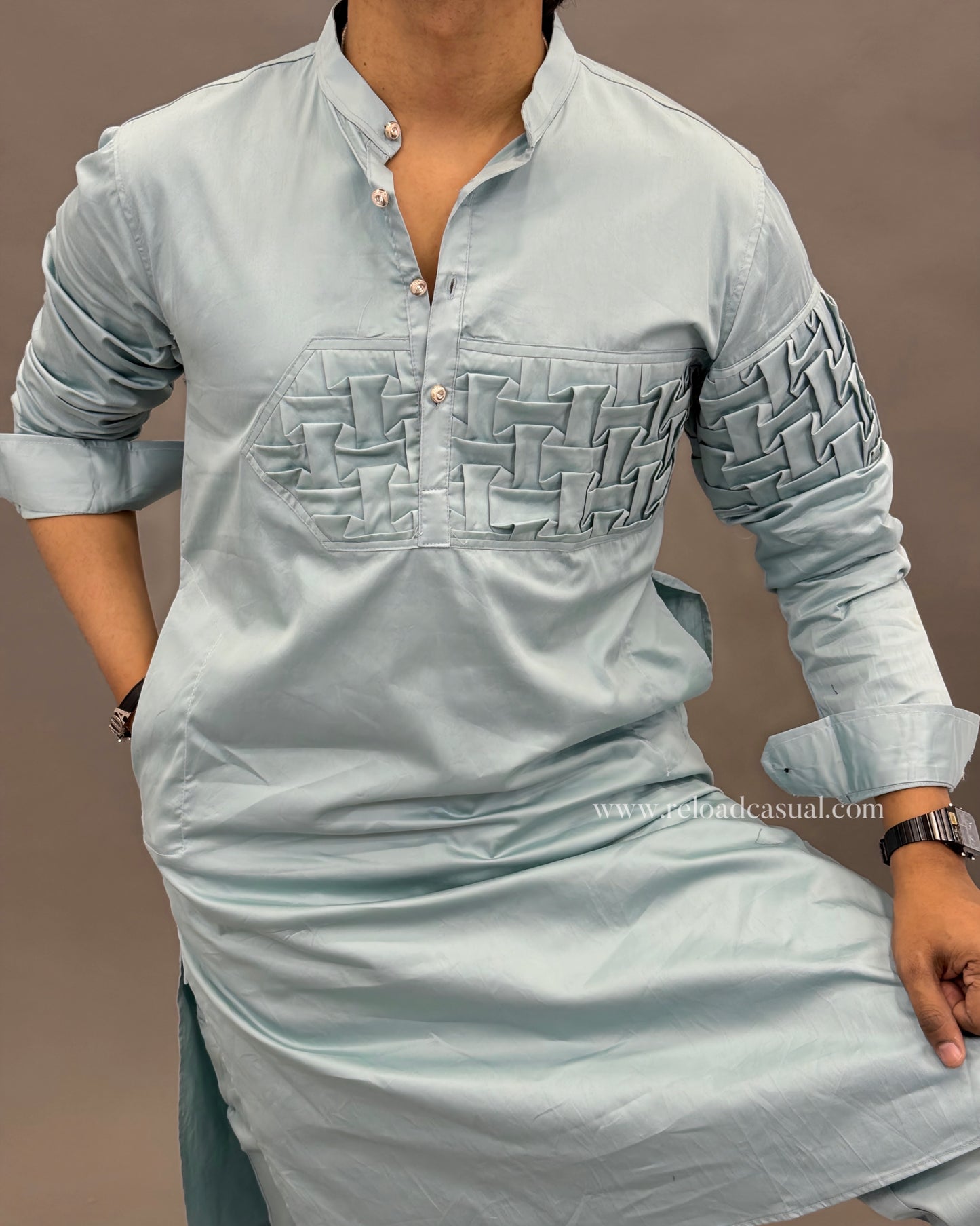 Textured panel kurta combo