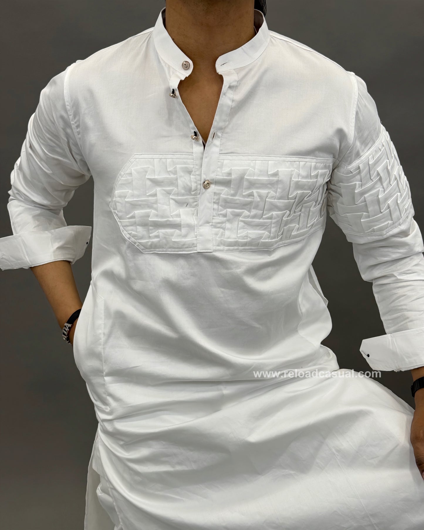 Textured panel kurta combo