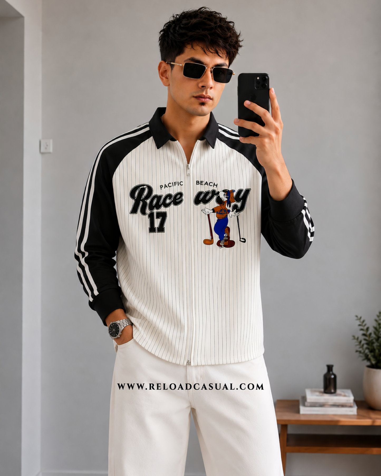Raceway 17 Boxy Fit Full Zip Collar Shirt