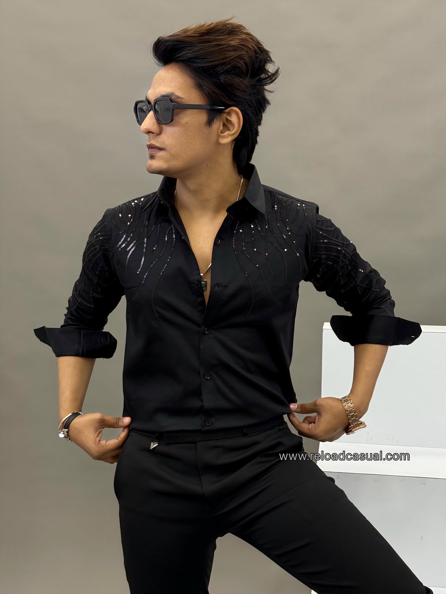Noir Spark Sequin Shirt