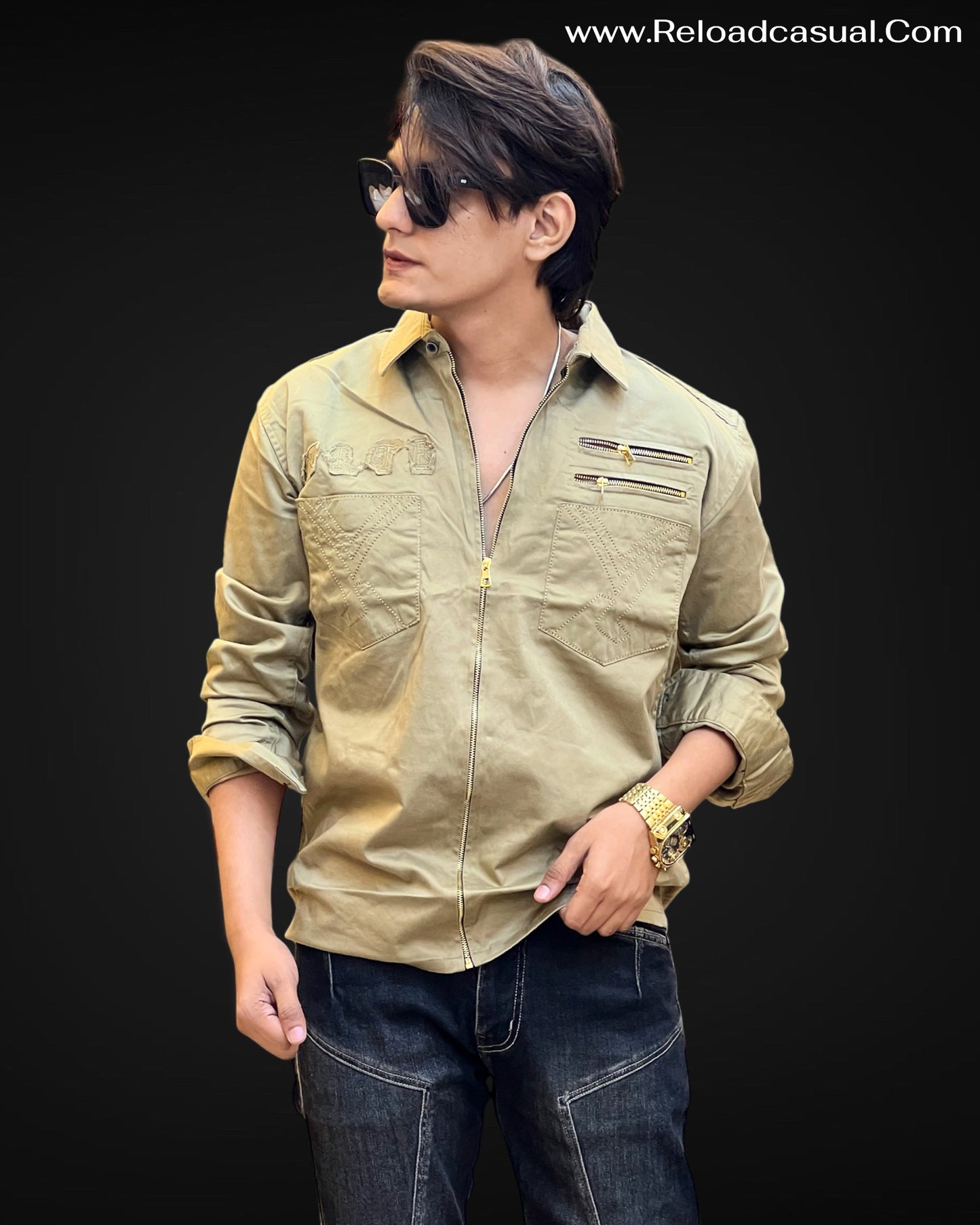 Zip-Front Casual Shirts