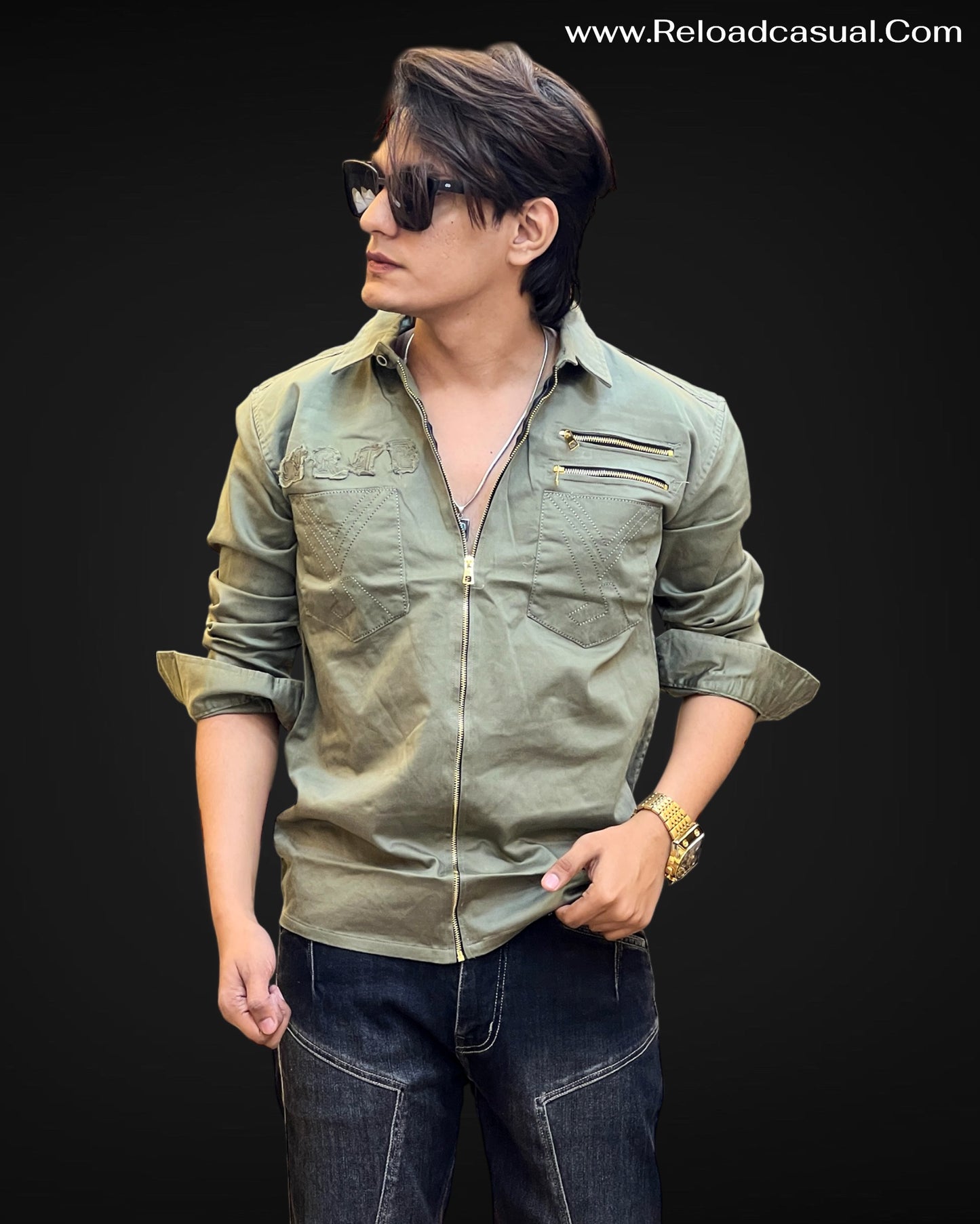 Zip-Front Casual Shirts
