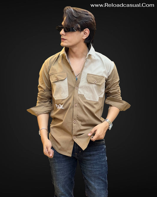 Dual Tone Contrast Pocket Shirt