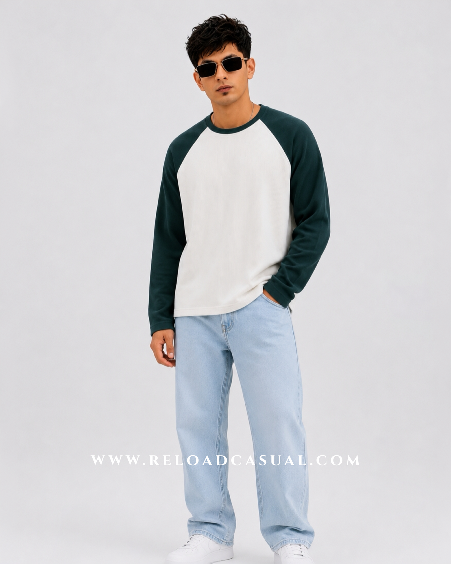 Waffle Knit Boxy Fit Full Sleeve T-Shirt