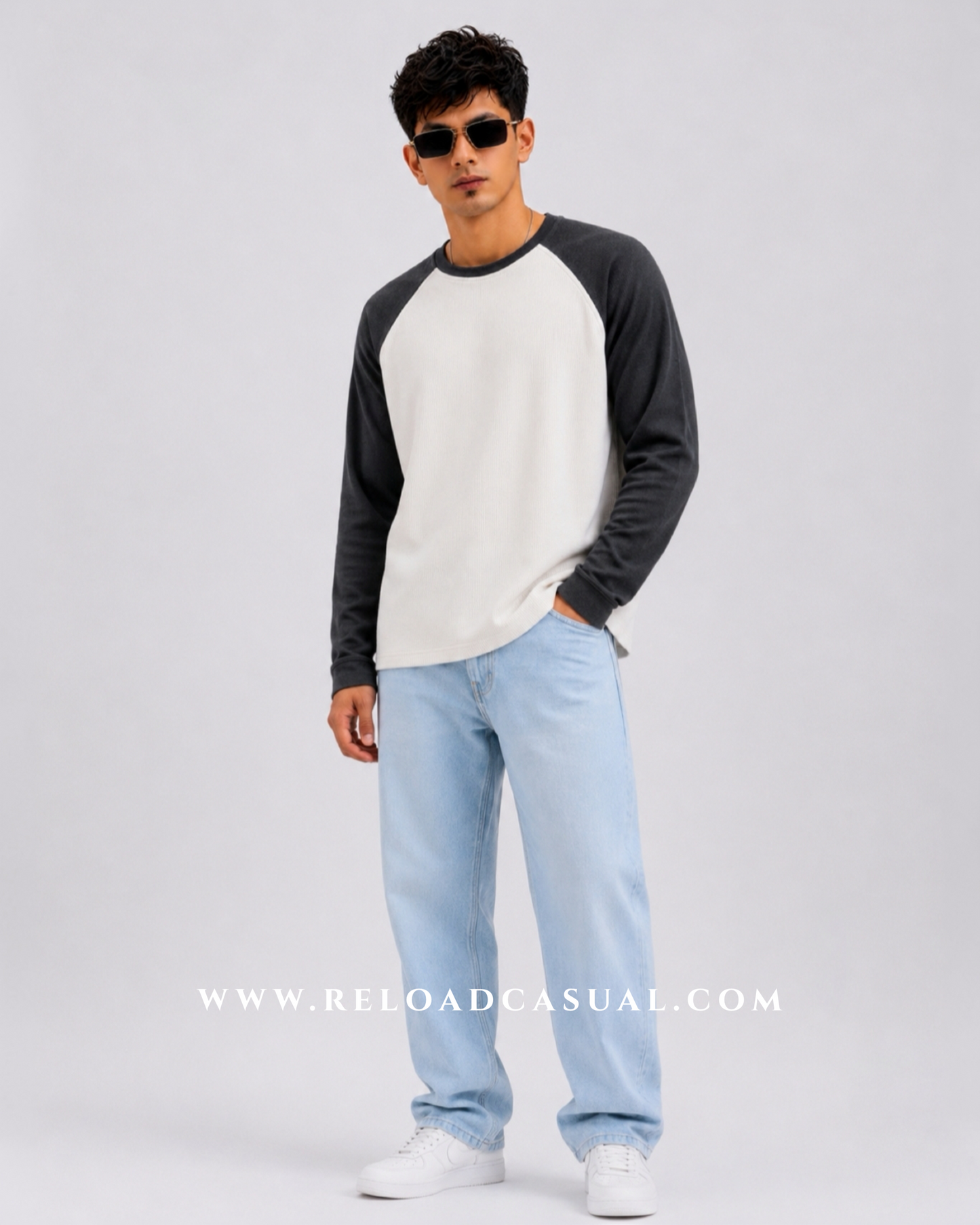 Waffle Knit Boxy Fit Full Sleeve T-Shirt