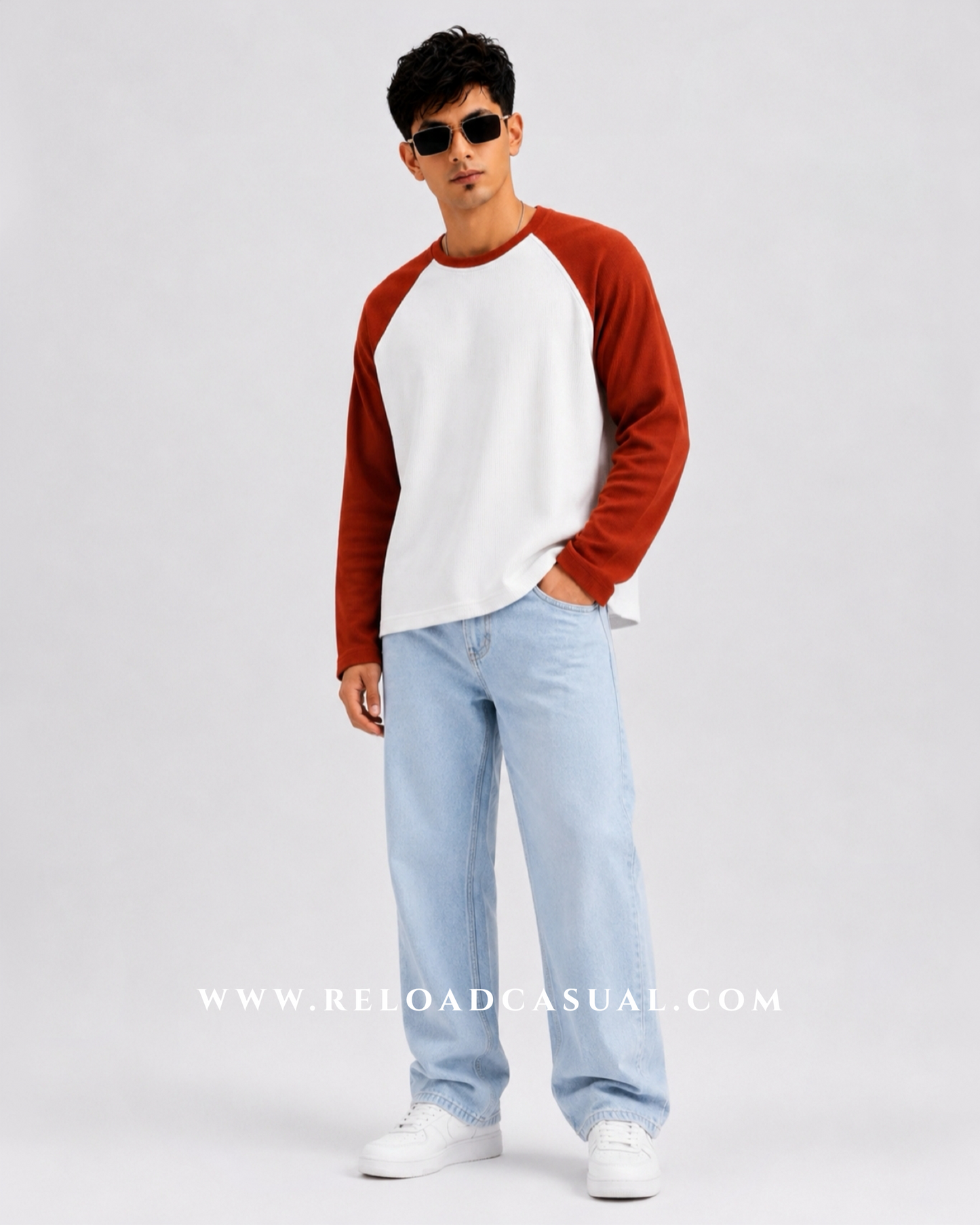 Waffle Knit Boxy Fit Full Sleeve T-Shirt