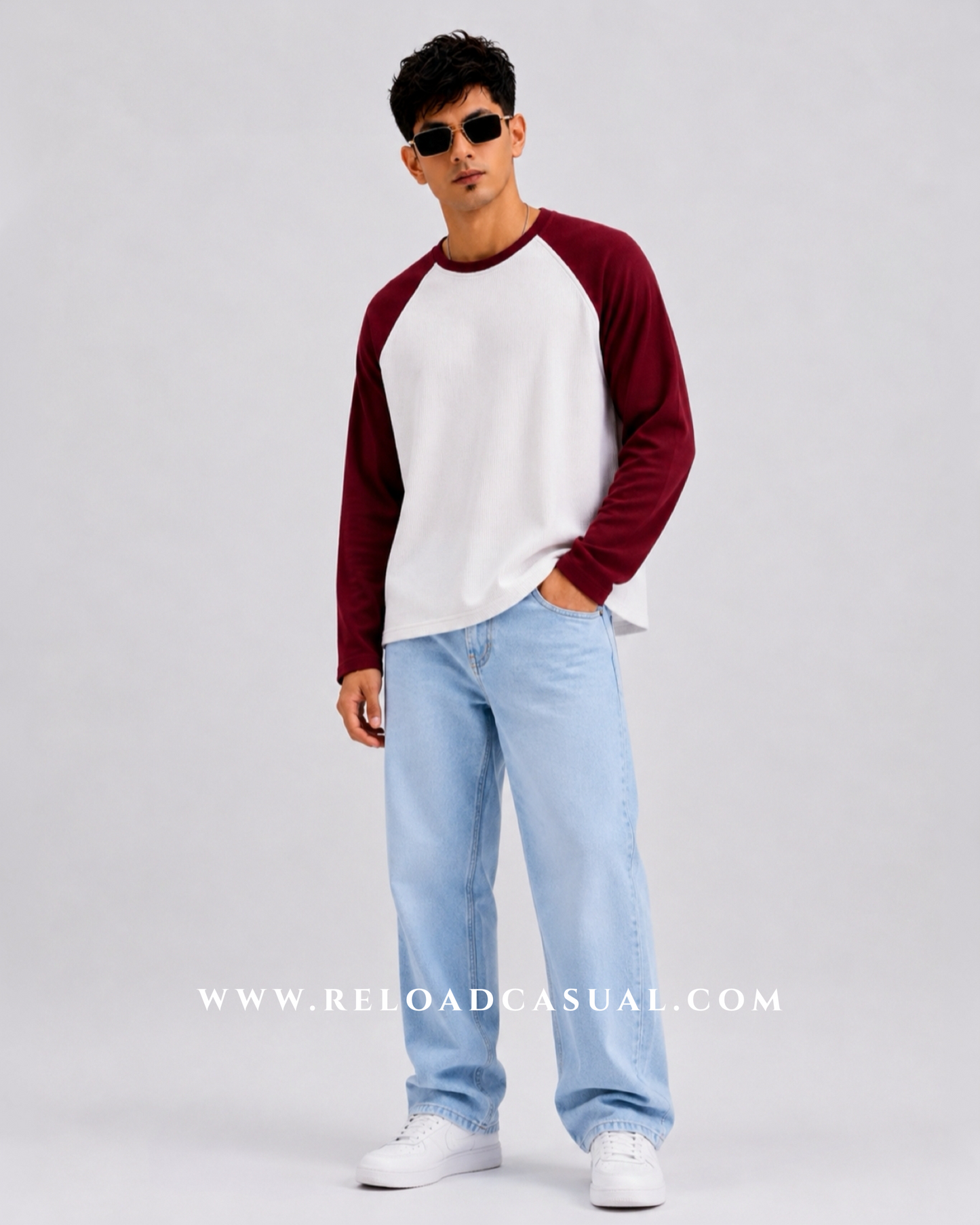 Waffle Knit Boxy Fit Full Sleeve T-Shirt