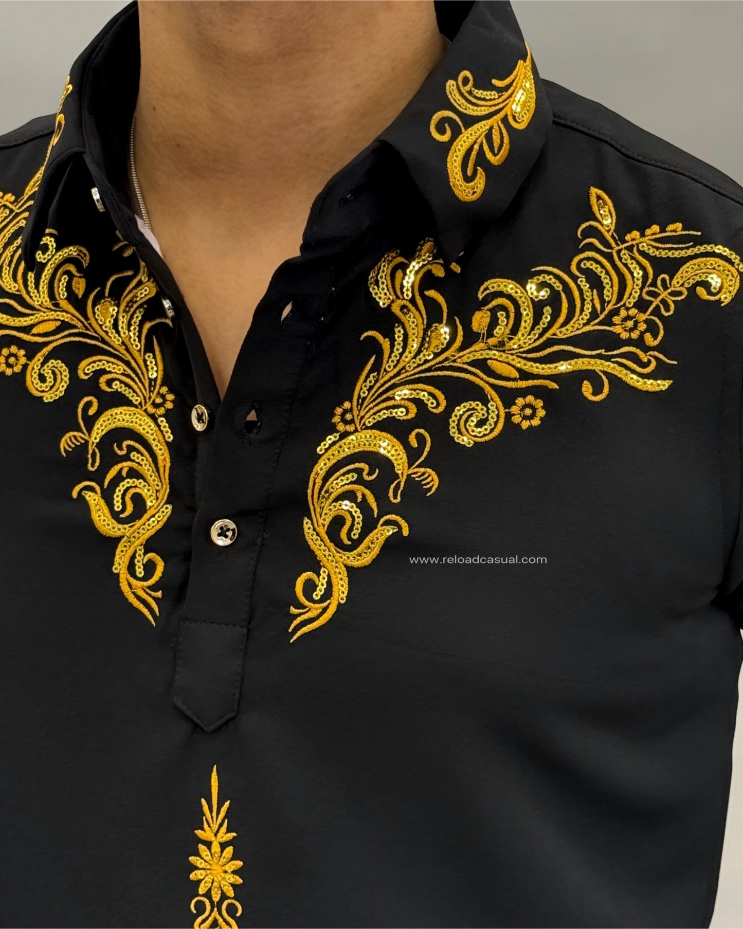 Gold zari floral Lachka kurta combo