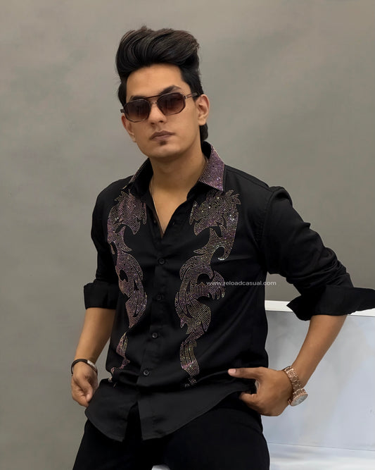 Dragon Diamond Work Satin Lycra Shirt