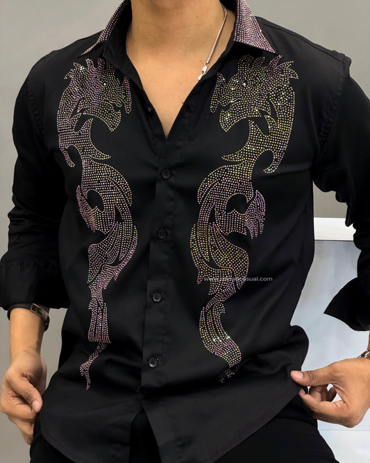 Dragon Diamond Work Satin Lycra Shirt