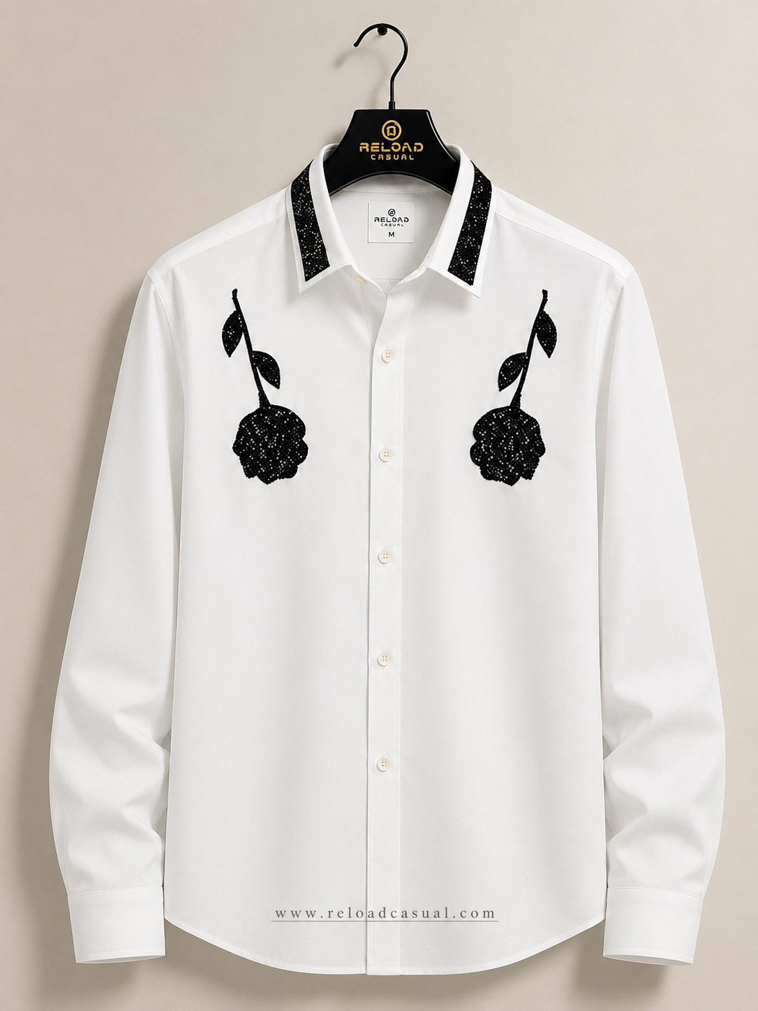Double Rose Back Line Flock Diamond Shirt