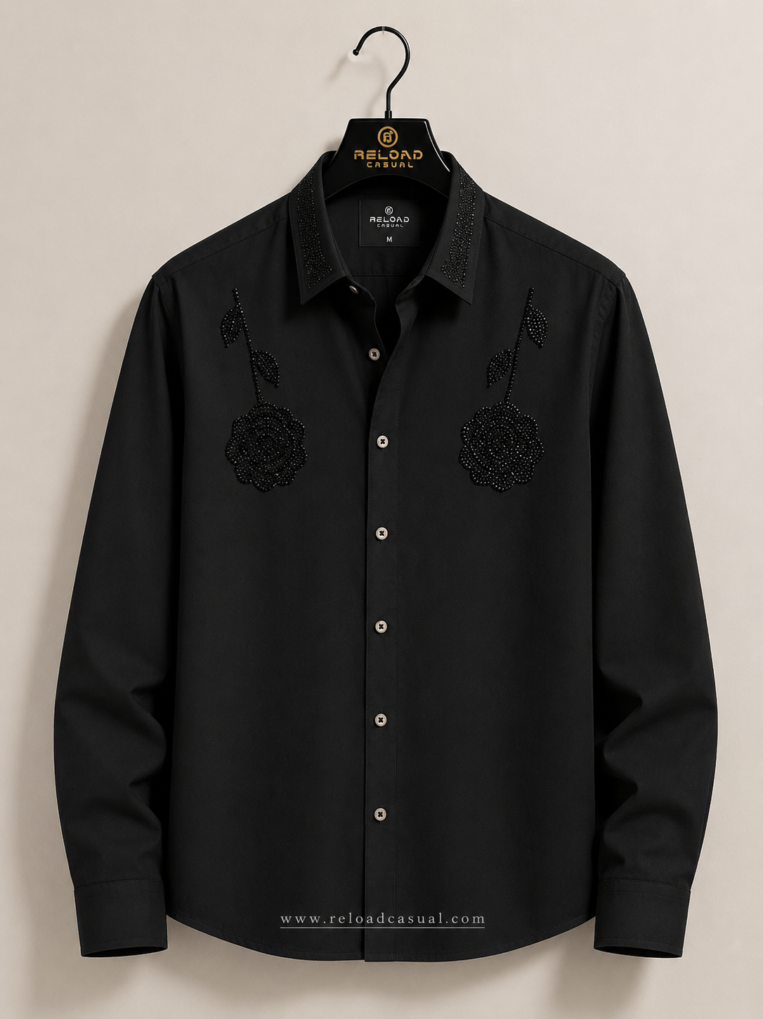 Double Rose Back Line Flock Diamond Shirt