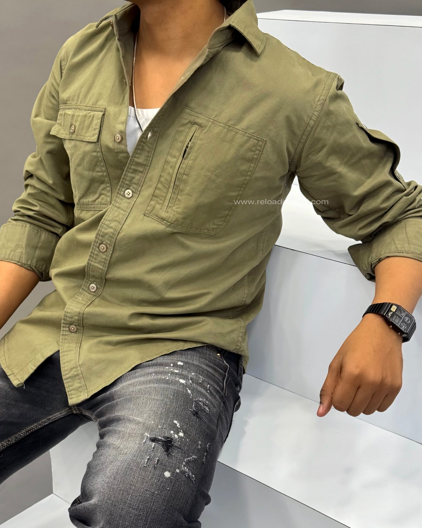 Cotton Twill Dual Pocket Shirt