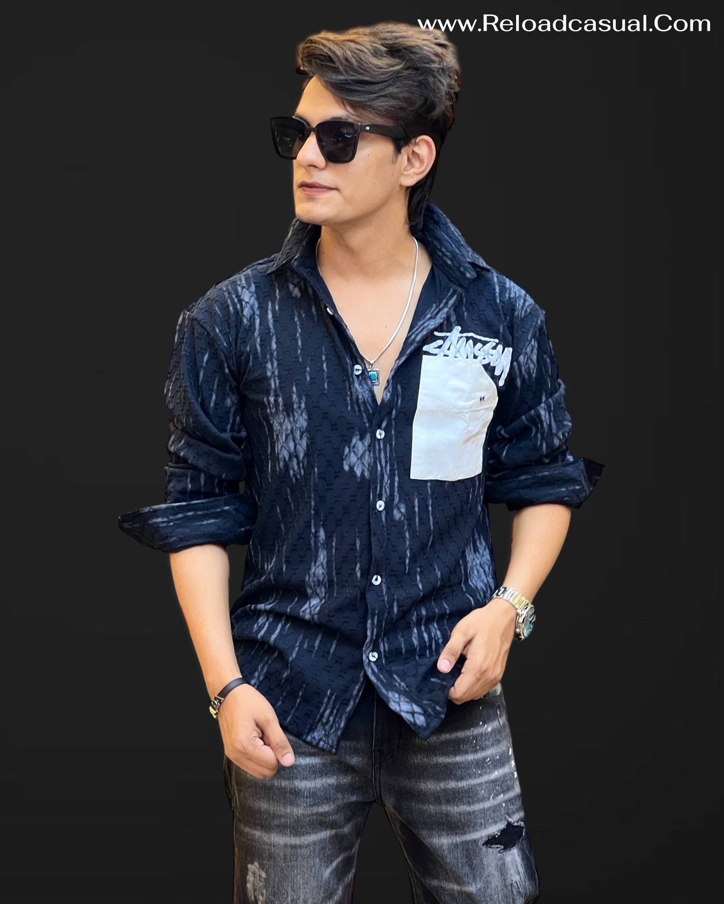 Crinkled Tie-Dye Casual Shirt