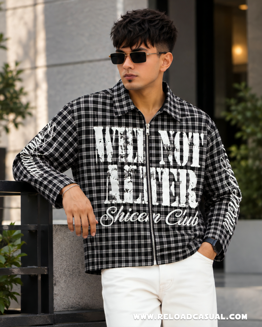 Street Rebel Graphic Check Zip Shirt