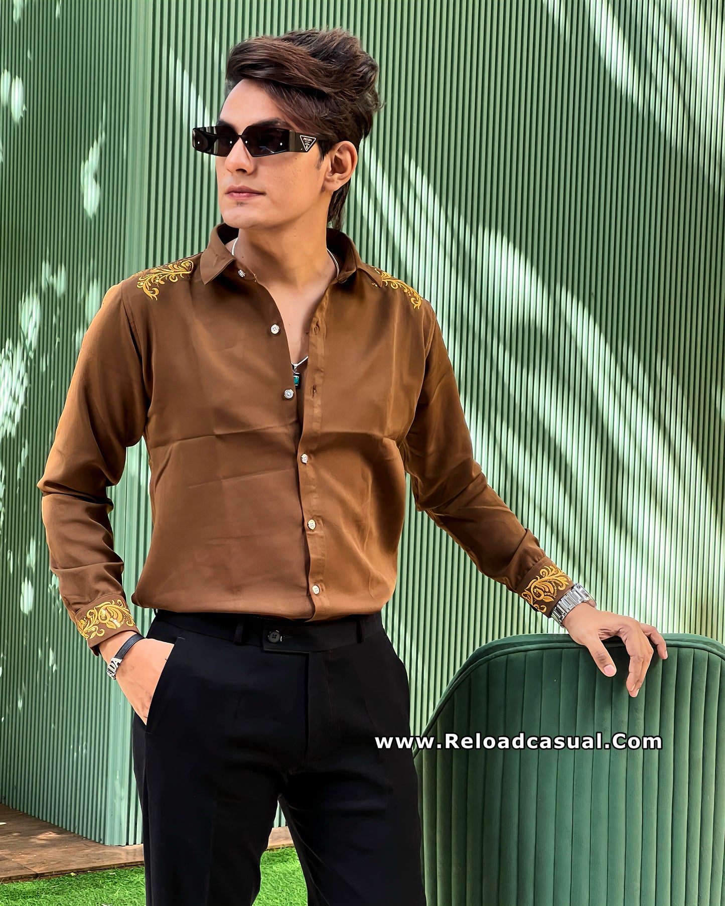 Shoulder & Cuff Embroidered Shirt
