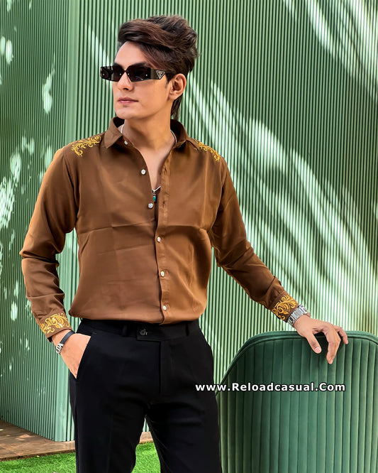 Shoulder & Cuff Embroidered Shirt
