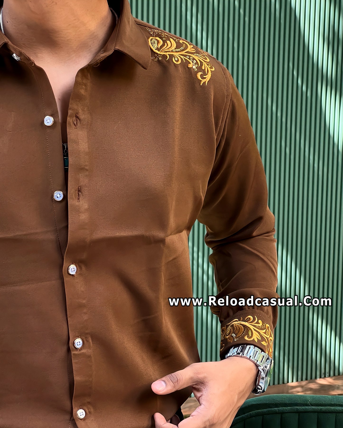 Shoulder & Cuff Embroidered Shirt