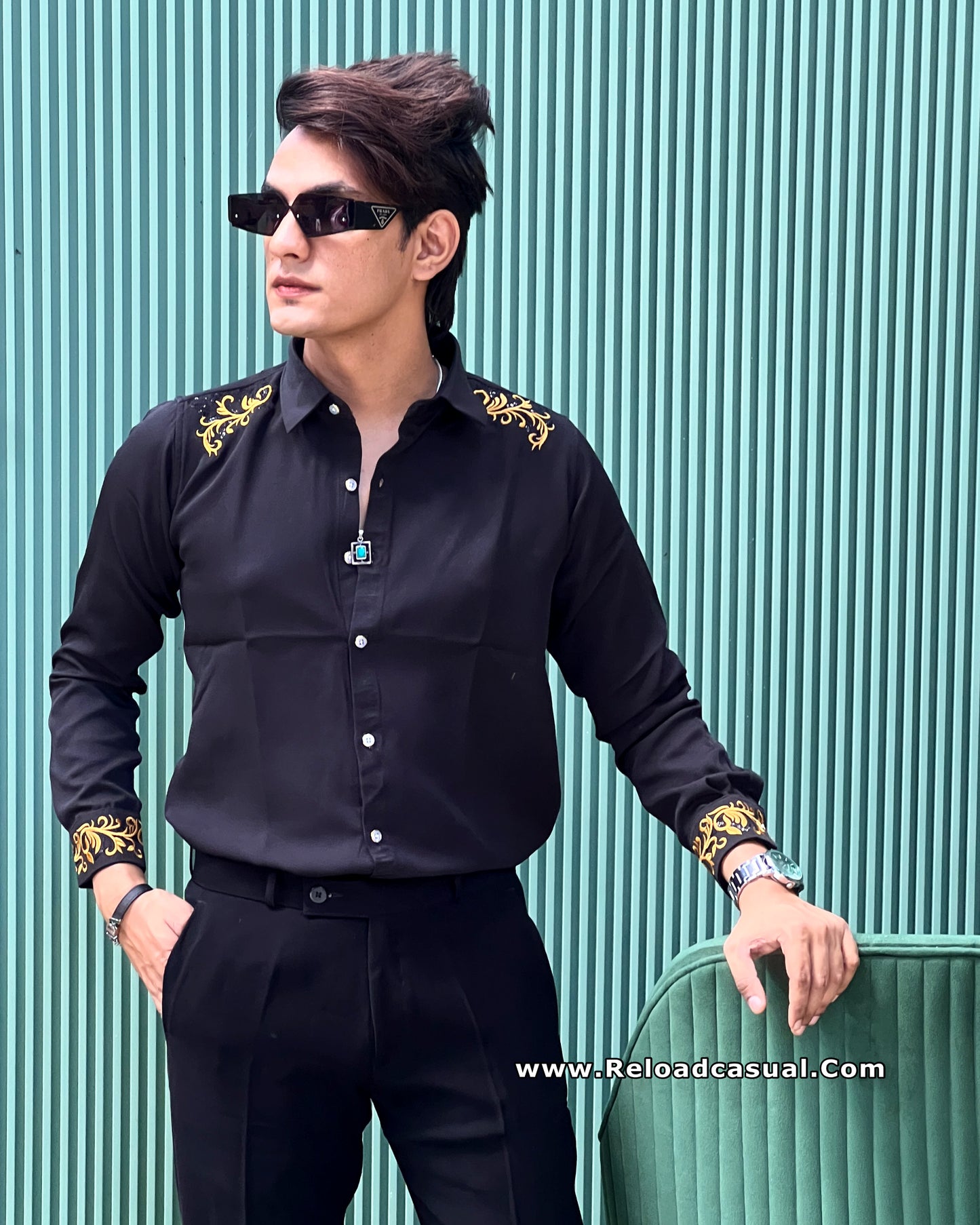 Shoulder & Cuff Embroidered Shirt
