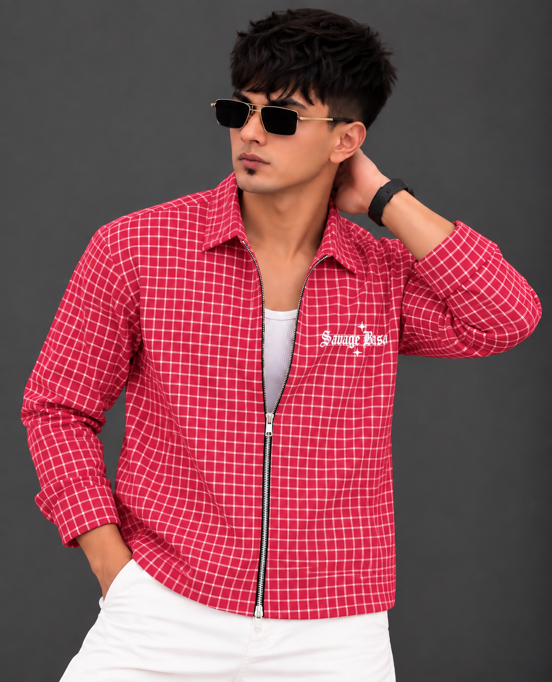 Savage Grid Zipper Shirt