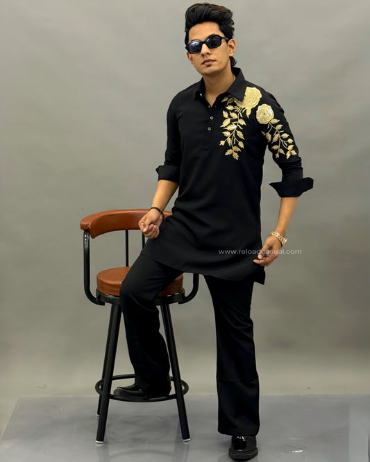 Golden Rose Design Men's Embroidered Kurta Set