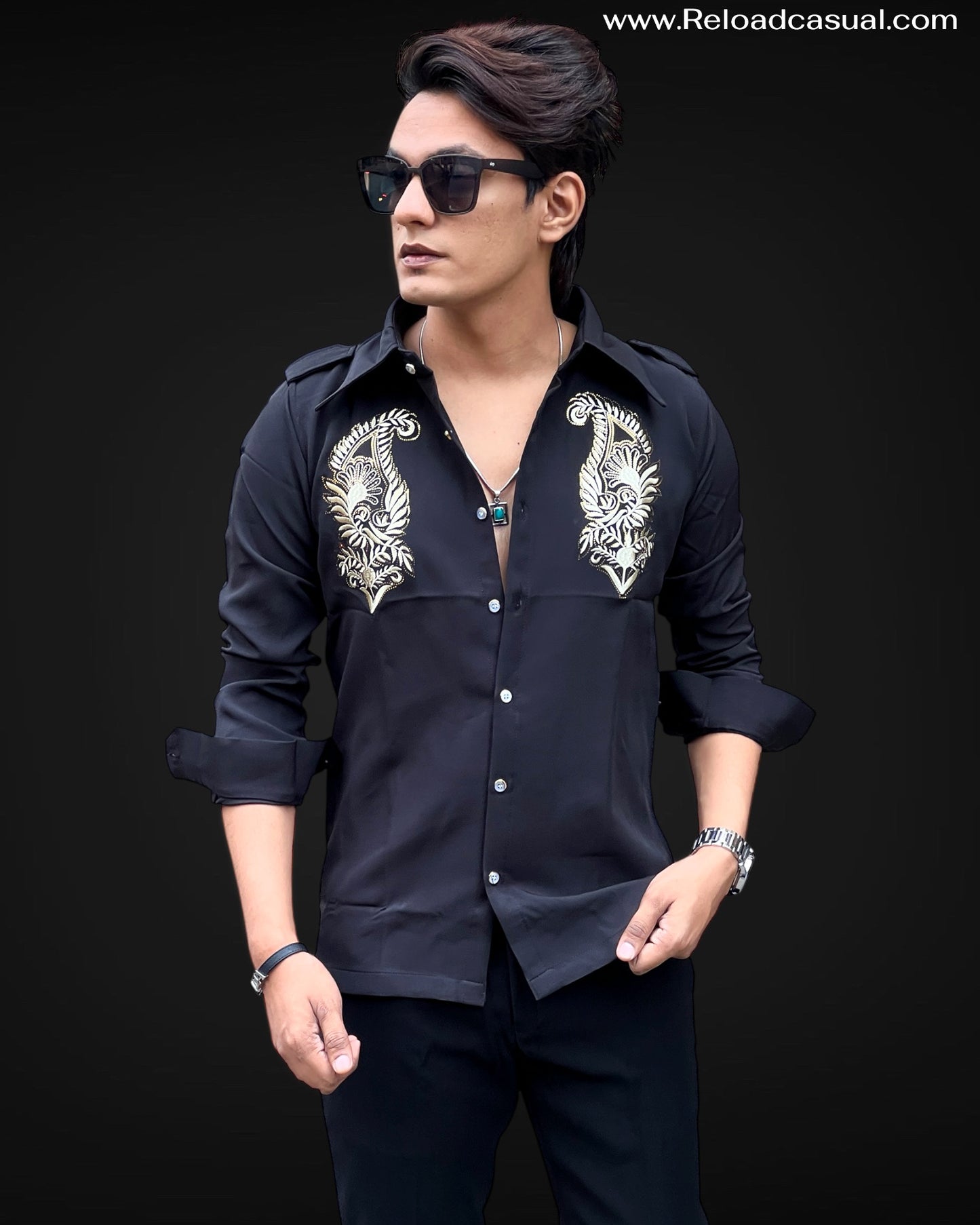 Gold Premium Embroidered Shirt