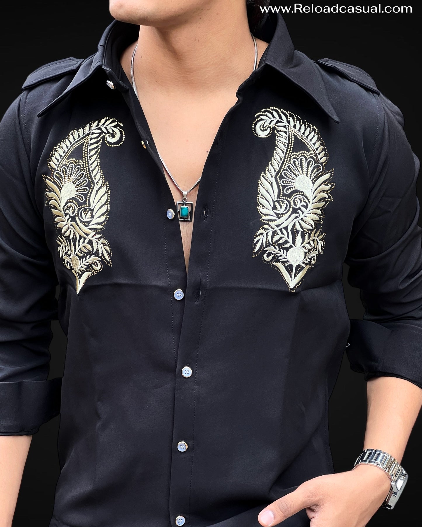 Gold Premium Embroidered Shirt