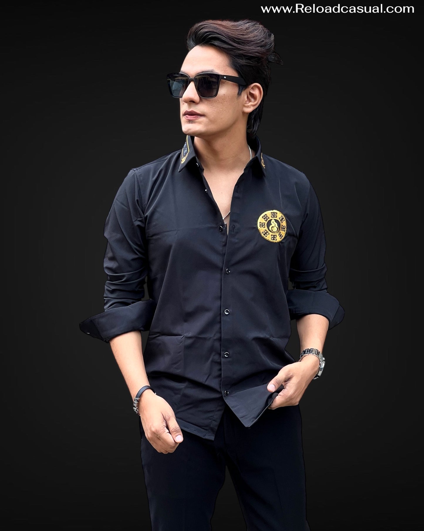 Opulent Gold Embroidery Shirt