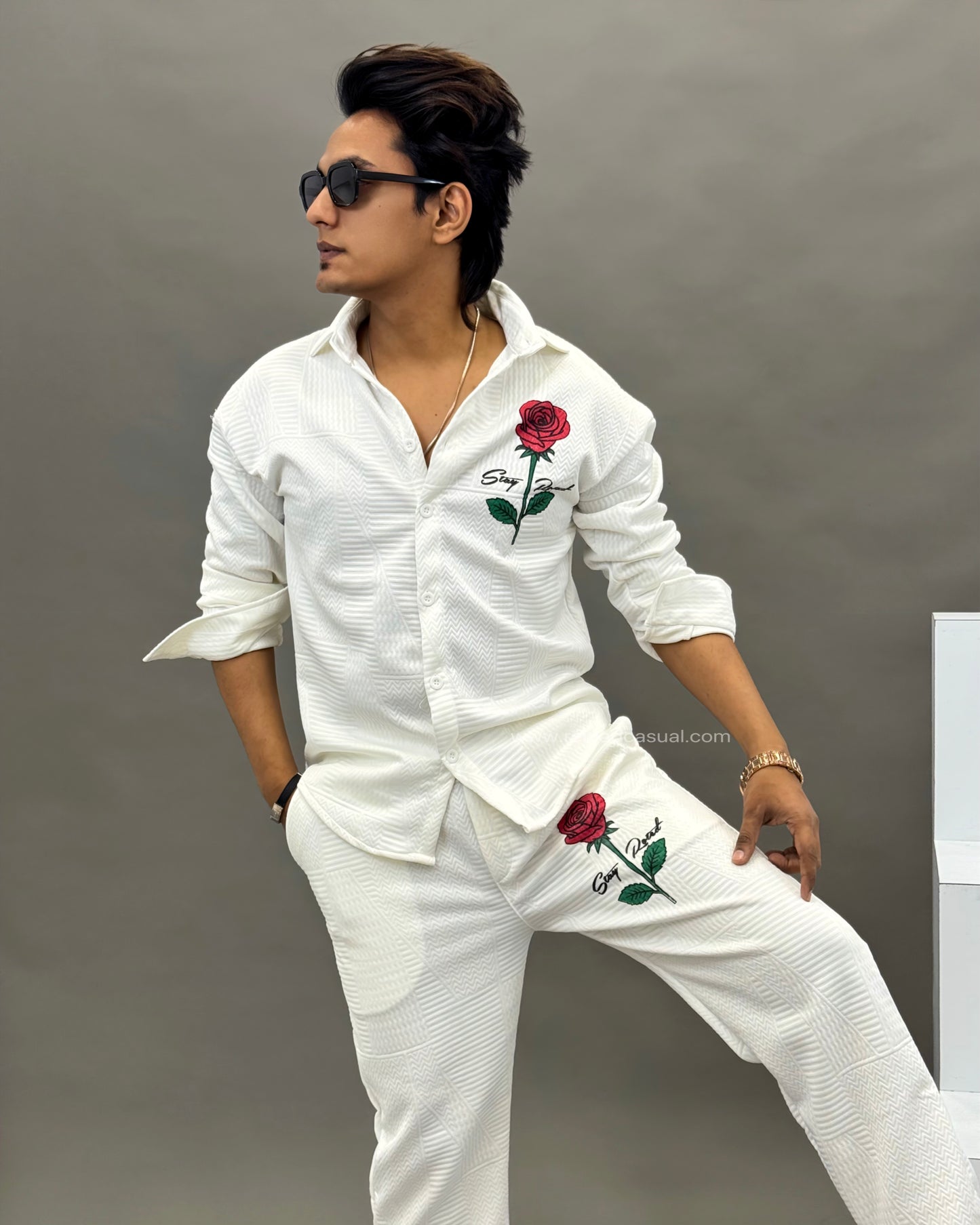 Stay Roted Single Rose Print Track Suit