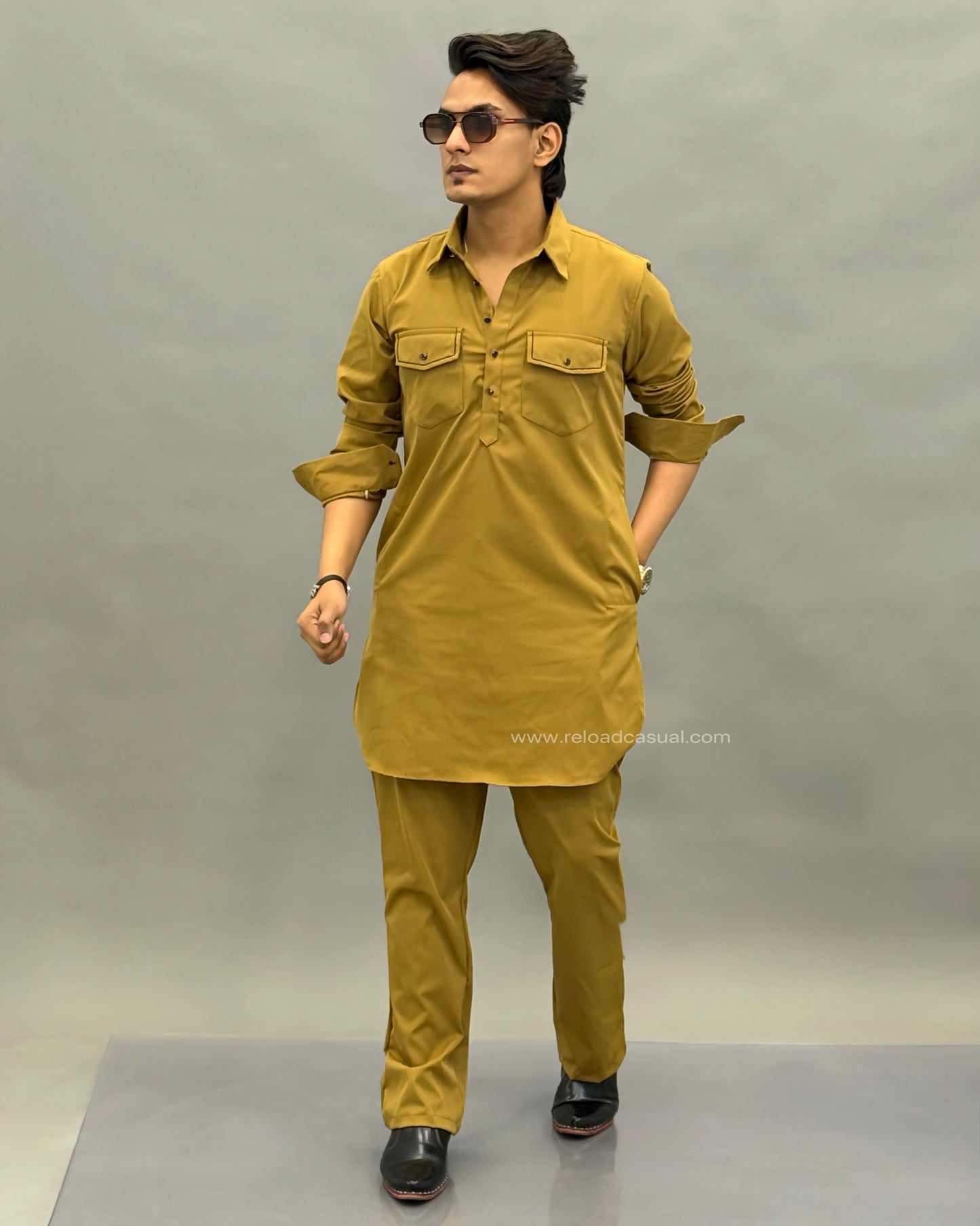Grand Classic Double Pocket Stretch Pathani Bootcut Set