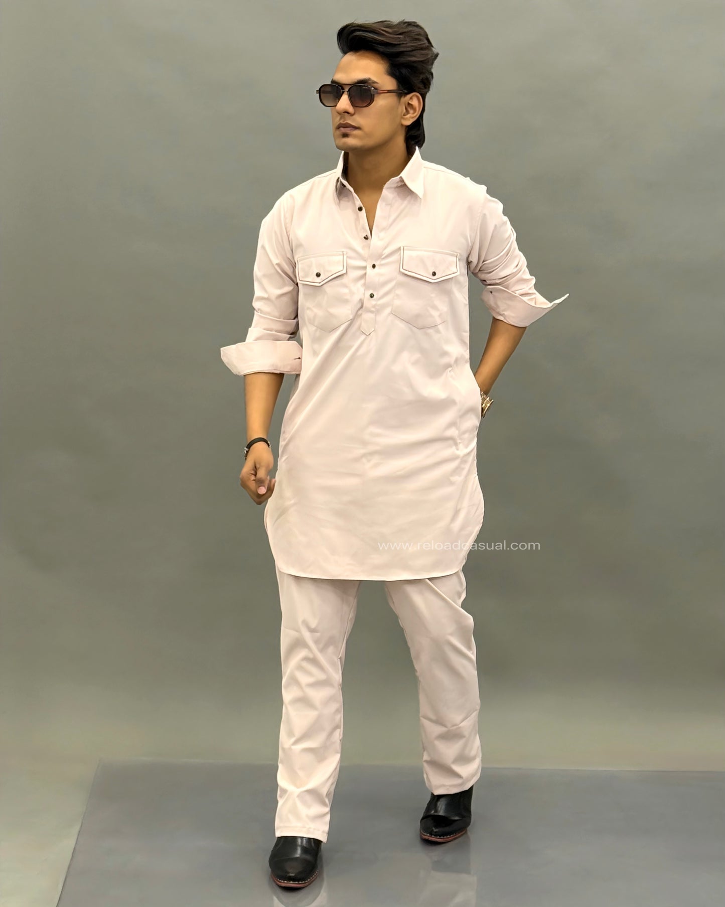 Grand Classic Double Pocket Stretch Pathani Bootcut Set