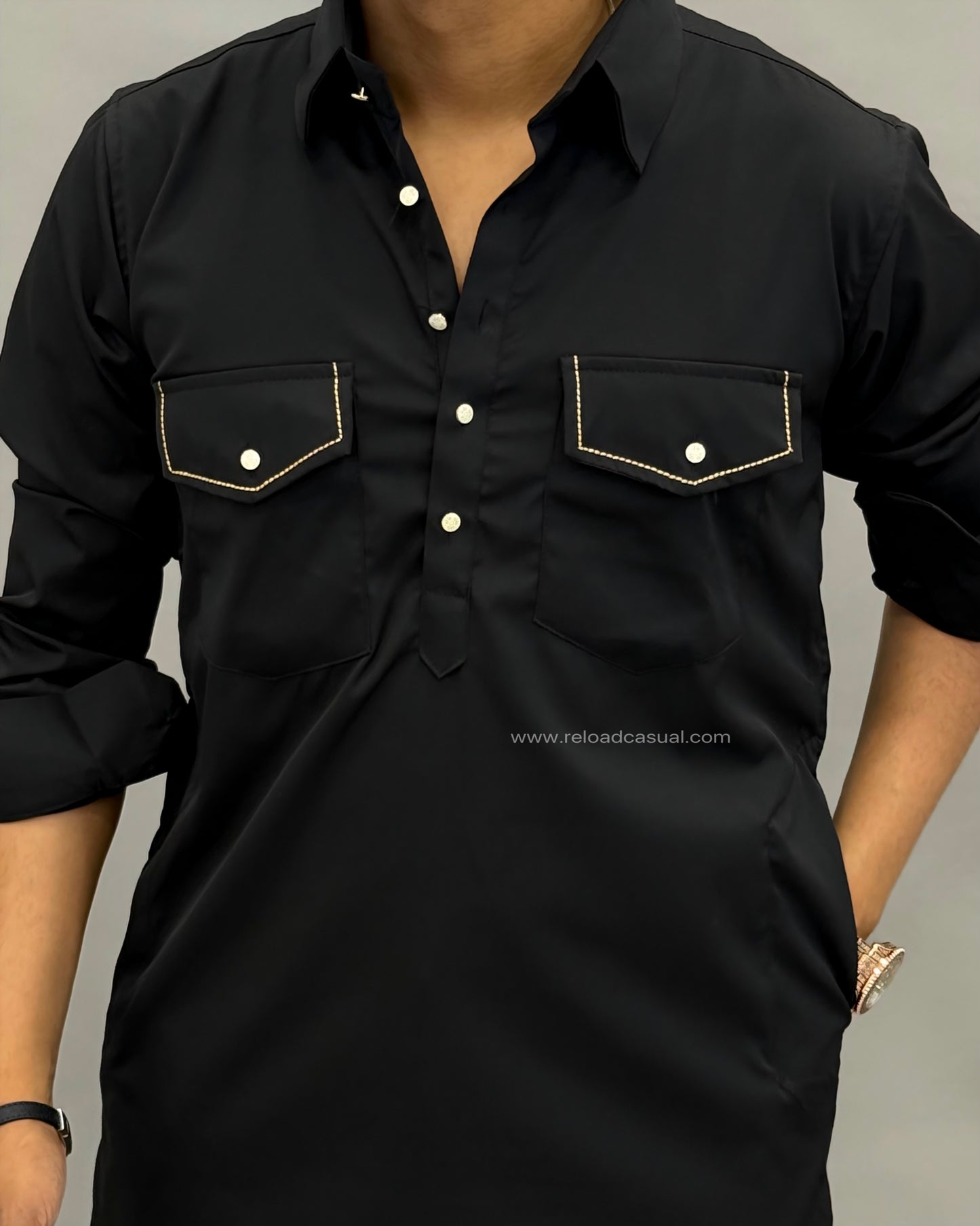 Grand Classic Double Pocket Stretch Pathani Bootcut Set