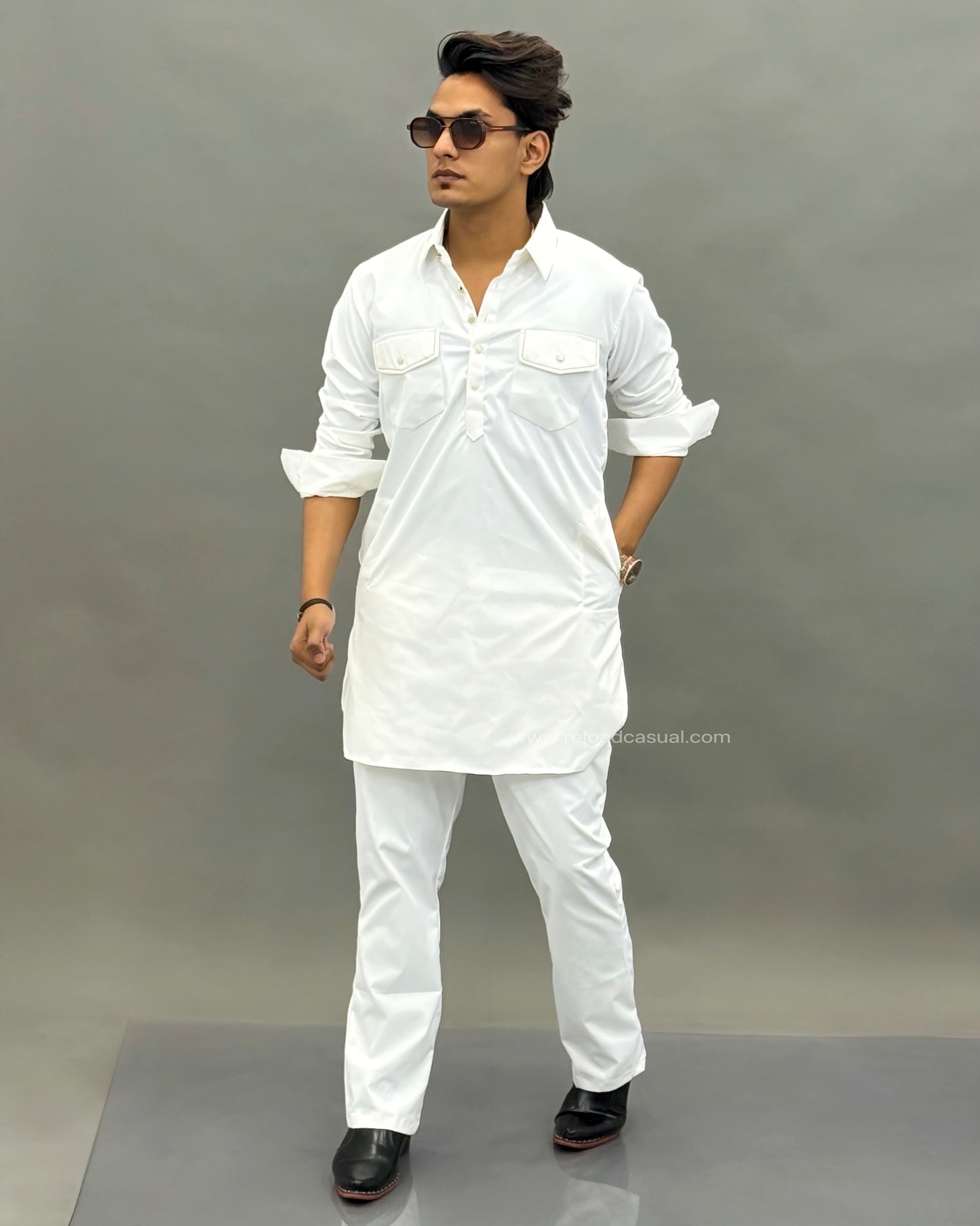 Grand Classic Double Pocket Stretch Pathani Bootcut Set