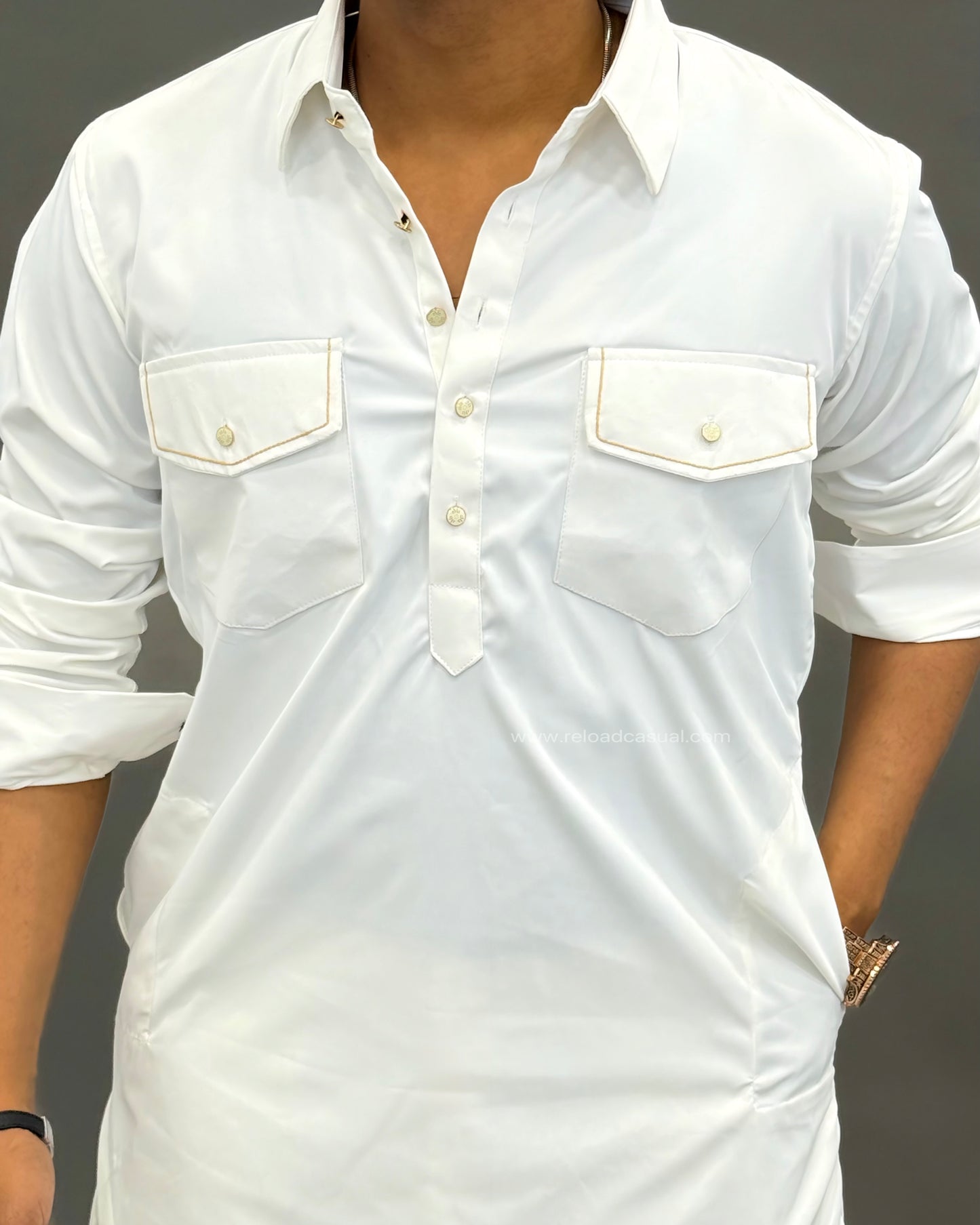 Grand Classic Double Pocket Stretch Pathani Bootcut Set