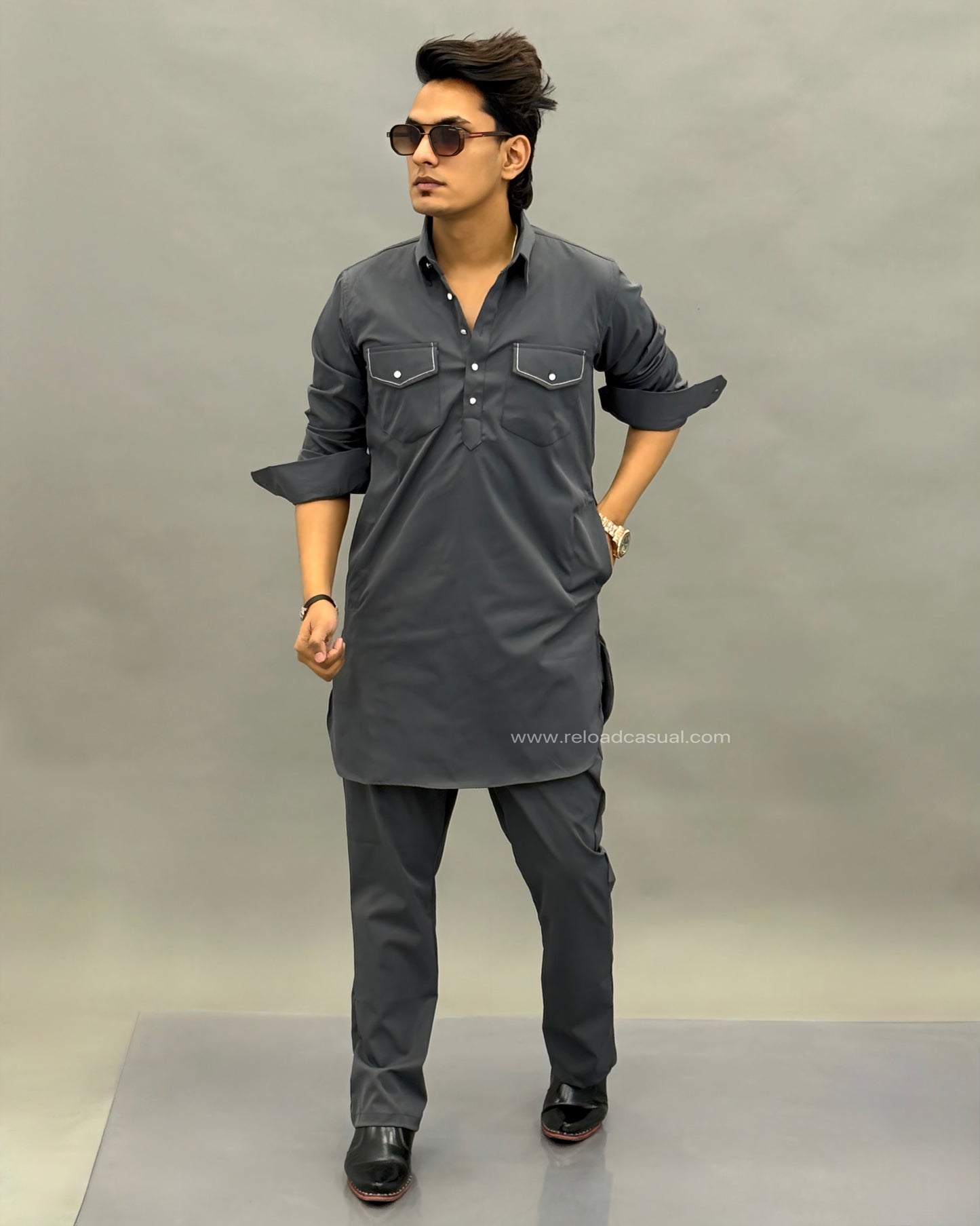 Grand Classic Double Pocket Stretch Pathani Bootcut Set