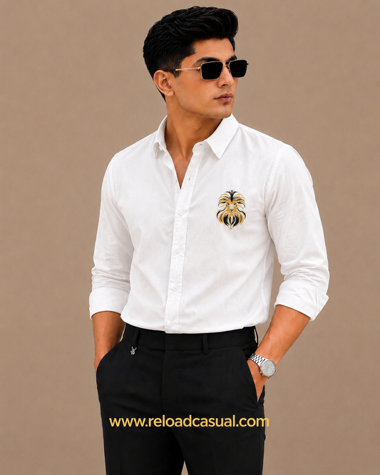 Lion Design Embroidered Shirt