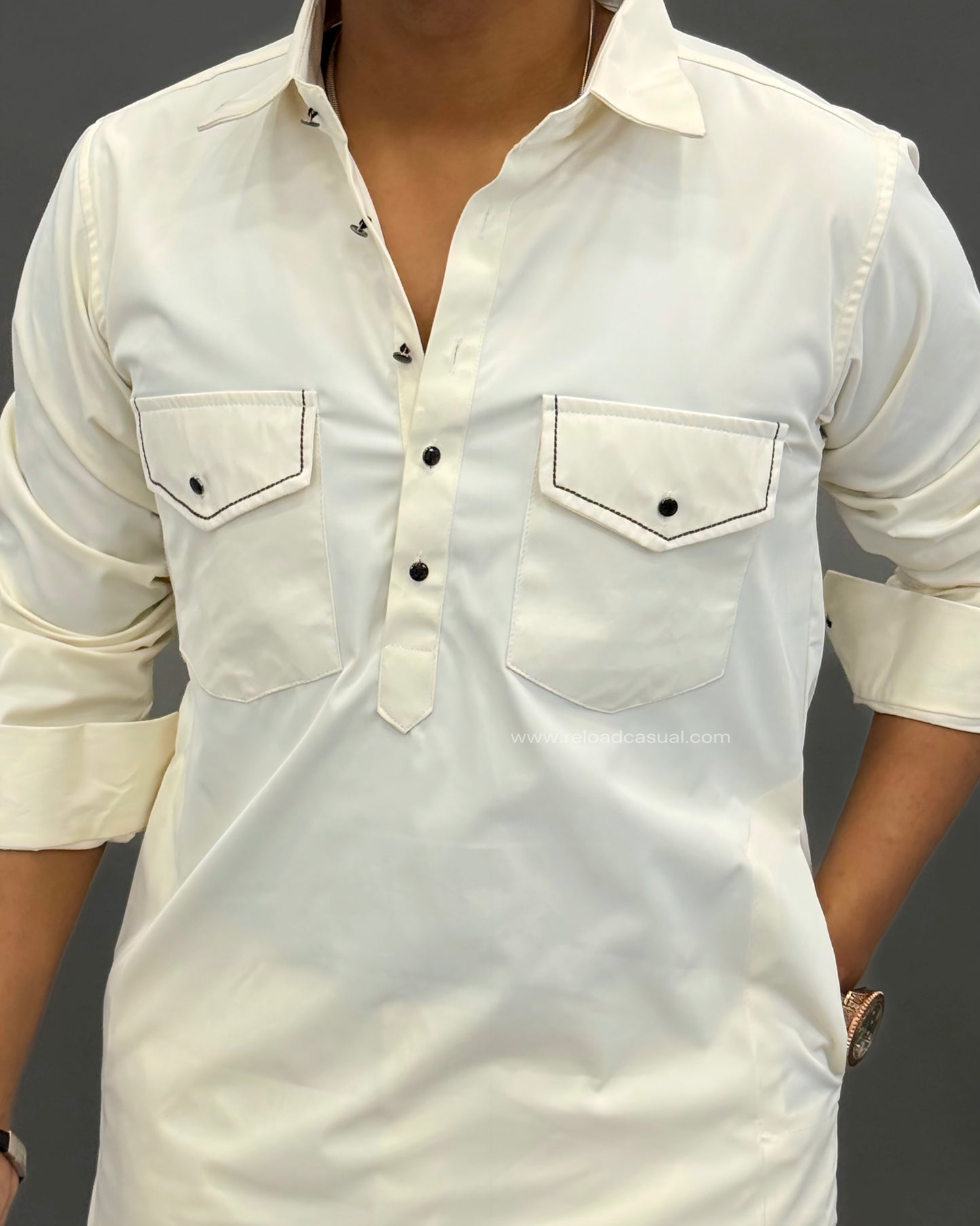 Grand Classic Double Pocket Stretch Pathani Bootcut Set