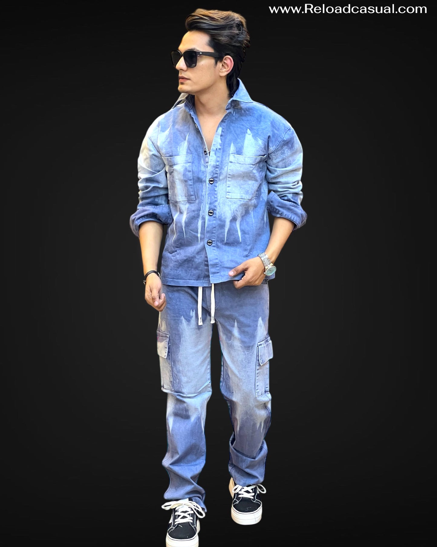 Denim Drizzle Effect Tracksuit