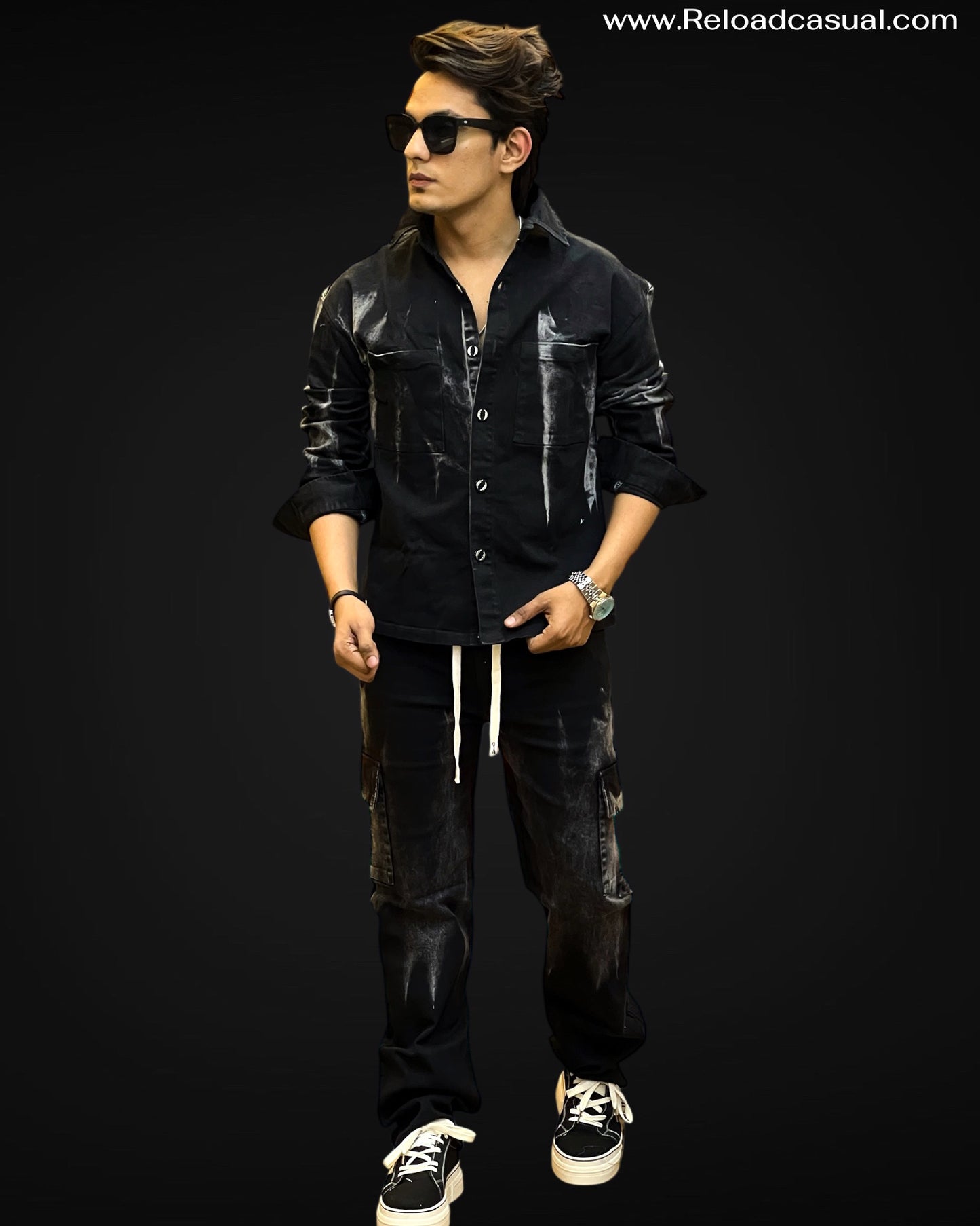 Denim Drizzle Effect Tracksuit