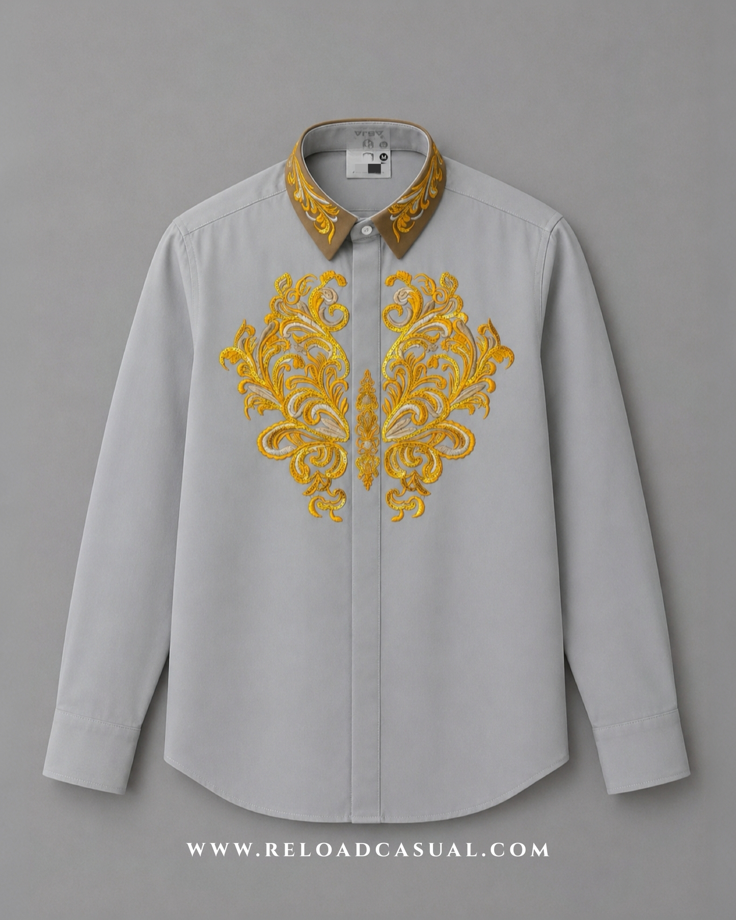 Men's Royal Contrast Collar Embroidered Shirt