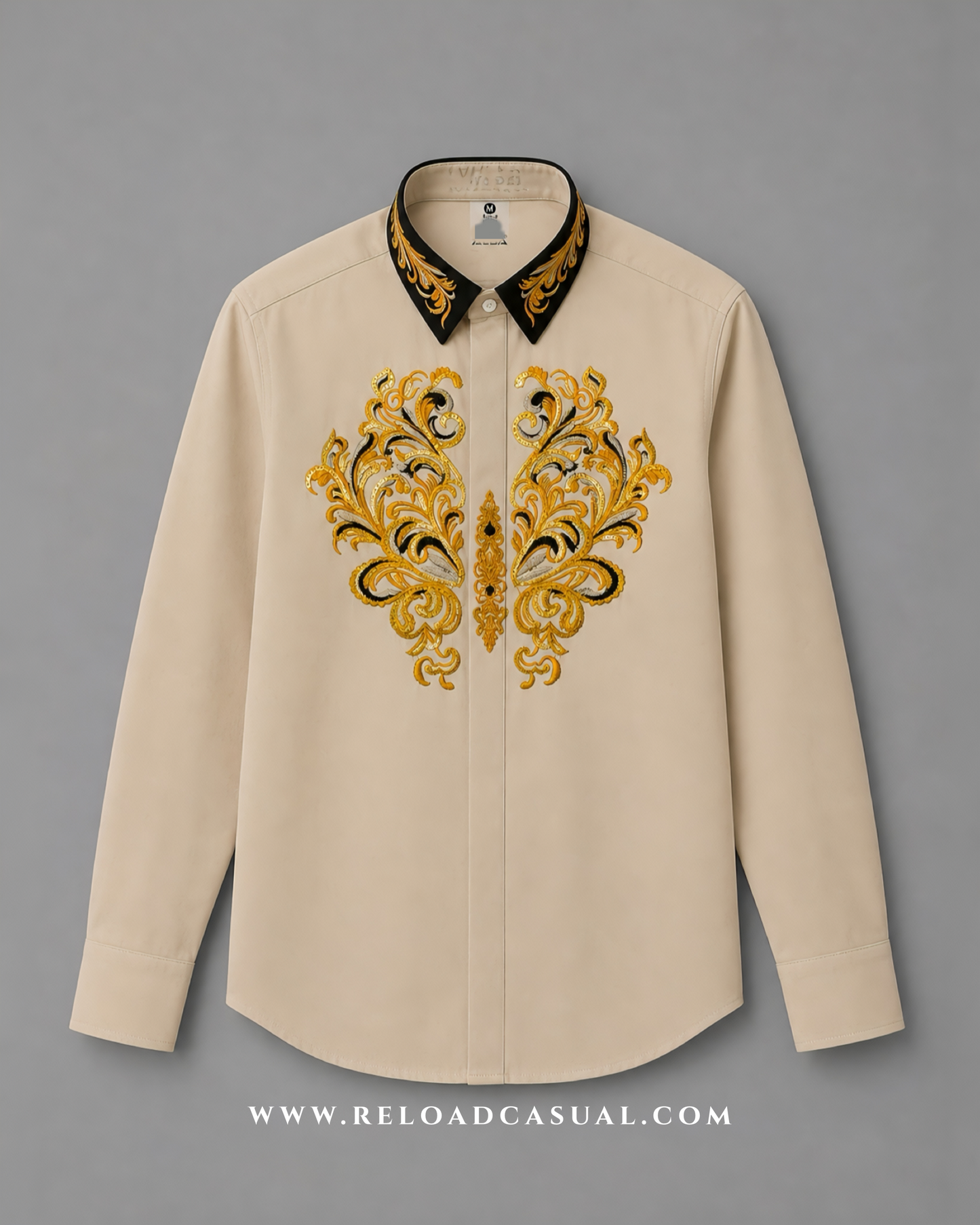 Men's Royal Contrast Collar Embroidered Shirt