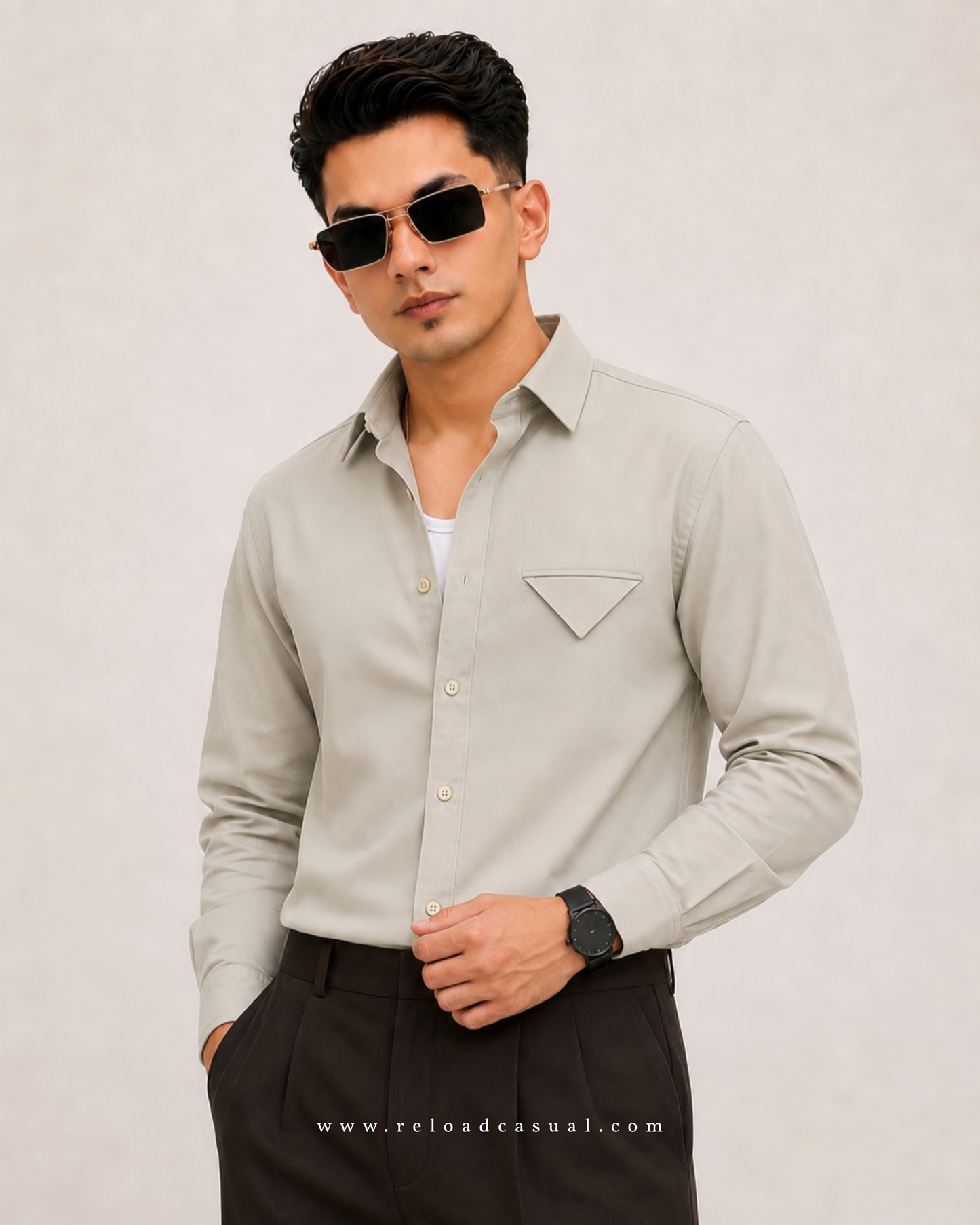 Single Flap Pocket Boxy Fit Shirt