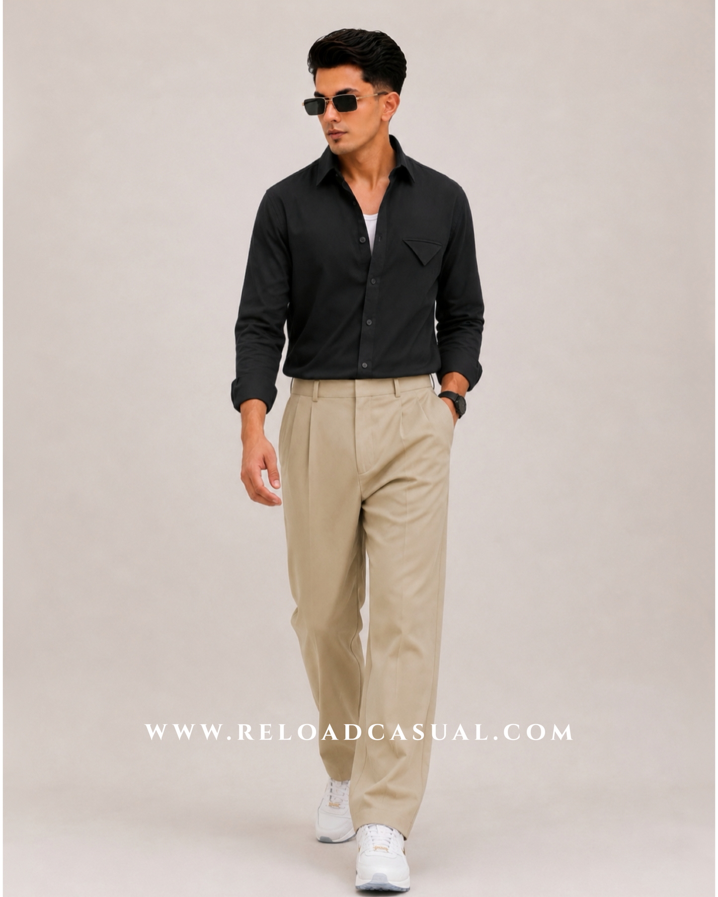Single Flap Pocket Boxy Fit Shirt + Korean Baggy Adjuster Trousers